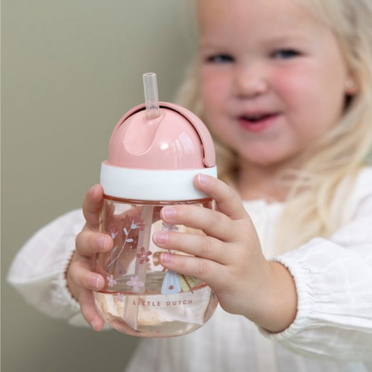 Little Dutch - Borraccia - Prima borraccia con cannuccia 300ml - Flowers & Butterflies