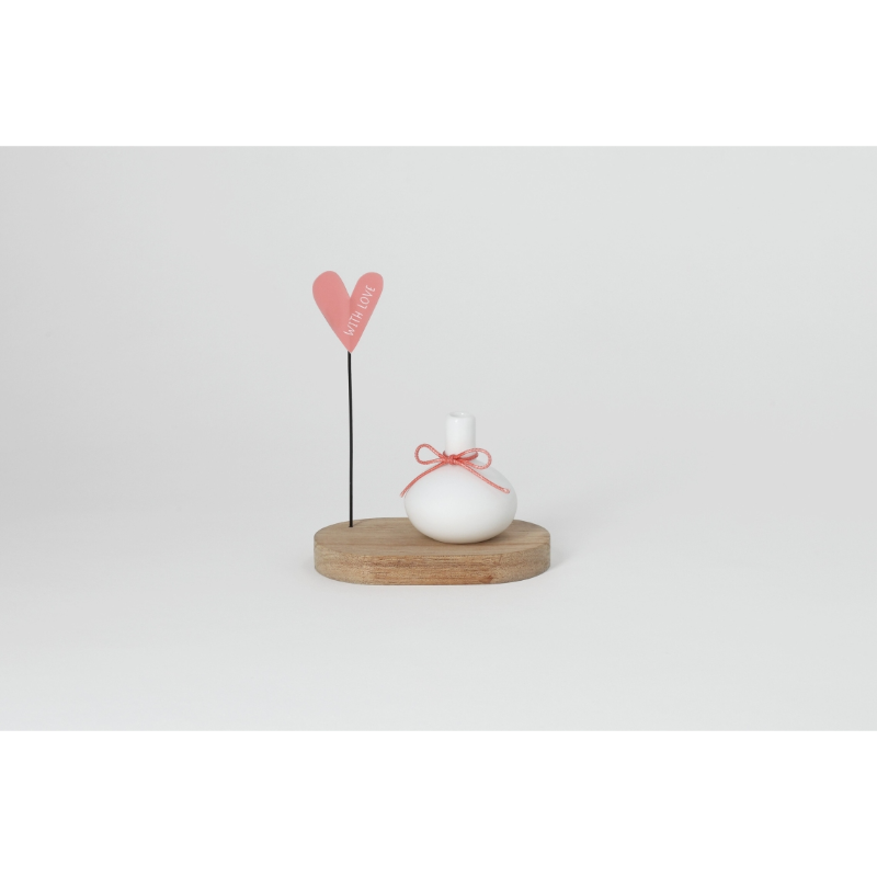 Räder - Vasetto porta fiori in porcellana e vassoio in legno