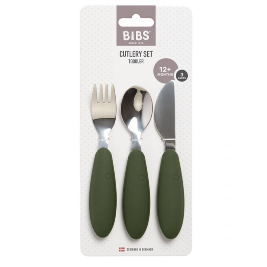 BIBS - Set posate - gomma naturale e Acciaio - Hunter Green