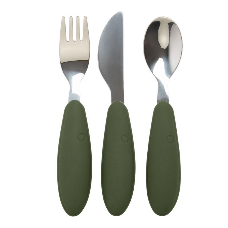 BIBS - Set posate - gomma naturale e Acciaio - Hunter Green