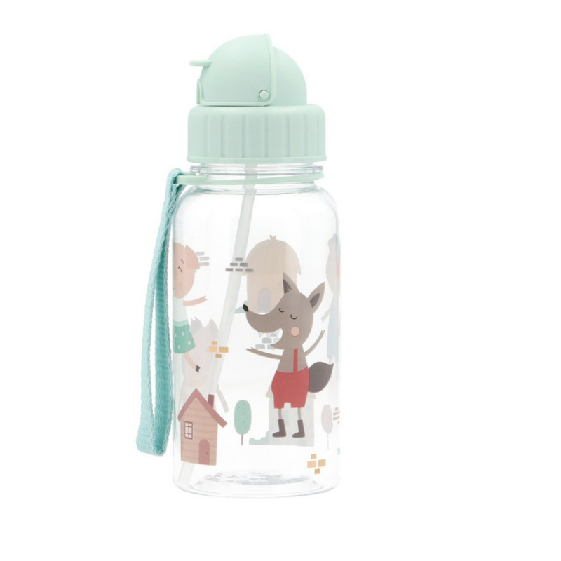 Tutete - Borraccia Tritan 500ml - Tre Porcellini con Cannuccia Silicone BPA Free
