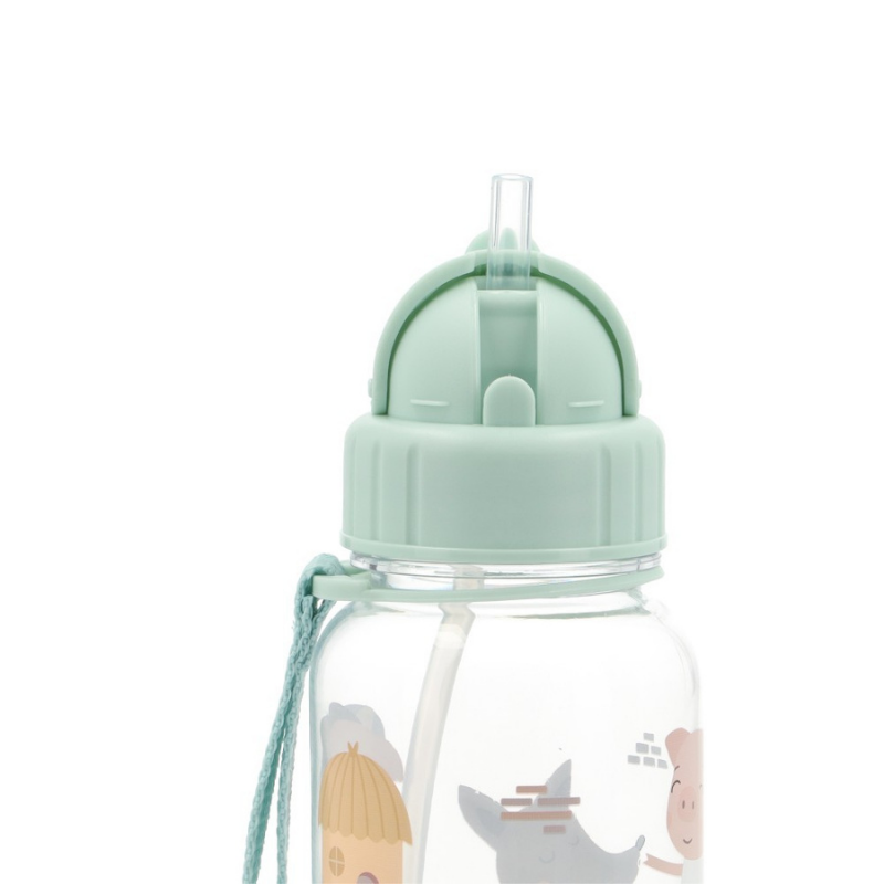 Tutete - Borraccia Tritan 500ml - Tre Porcellini con Cannuccia Silicone BPA Free