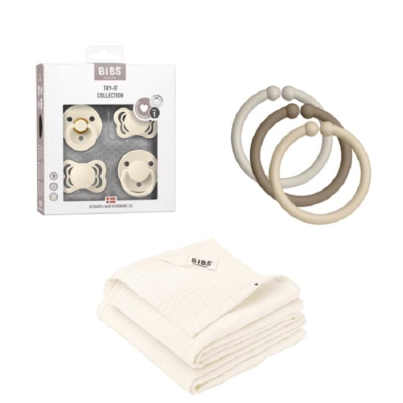 Bibs - Set Regalo Newborn Deluxe Bianco: Ciucci, Mussole e Loops