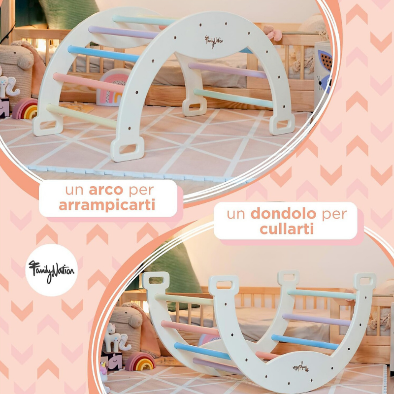 Family Nation - Arco Montessori Rainbow per equilibrio e agilità - Cotton Candy