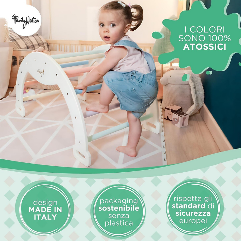 Family Nation - Arco Montessori Rainbow per equilibrio e agilità - Cotton Candy
