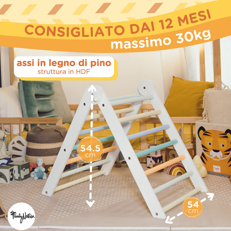Family Nation - Triangolo Montessori Pikler Rainbow per equilibrio e agilià - Sunny Beach