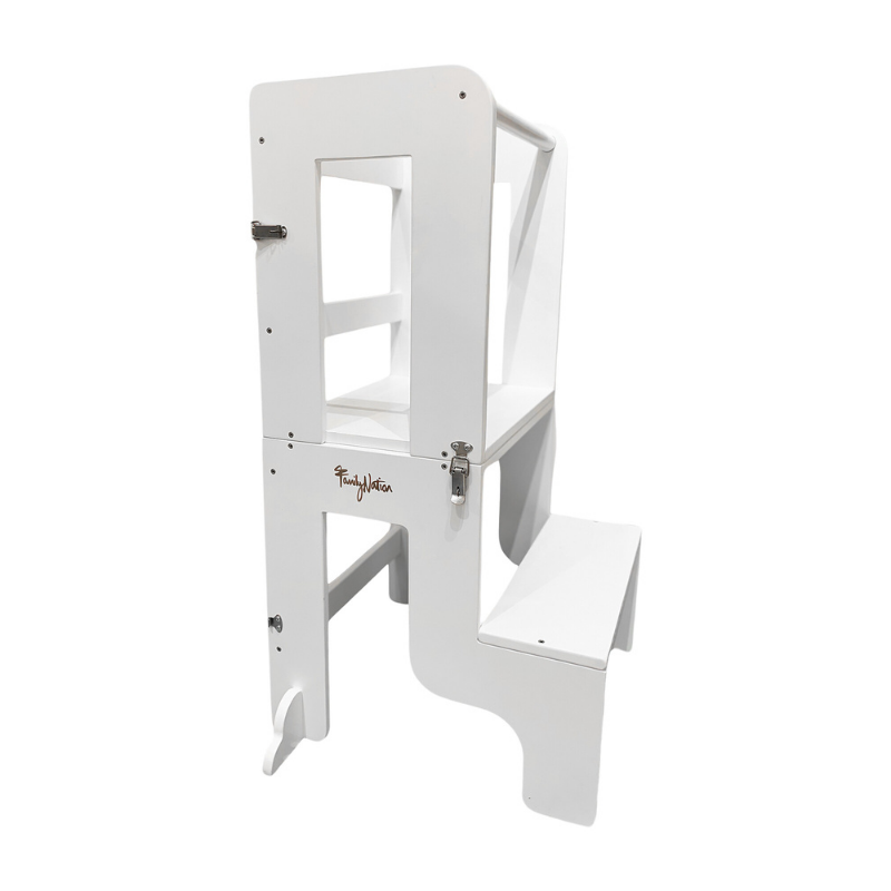Family Nation - Torre Montessori 2 in 1 convertibile in Tavolo e Sedia - Bianco