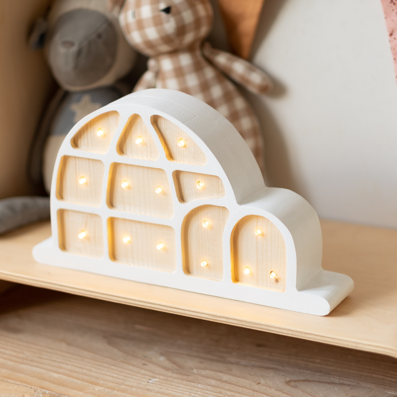 Lampada Igloo in legno - Luce notturna artigianale