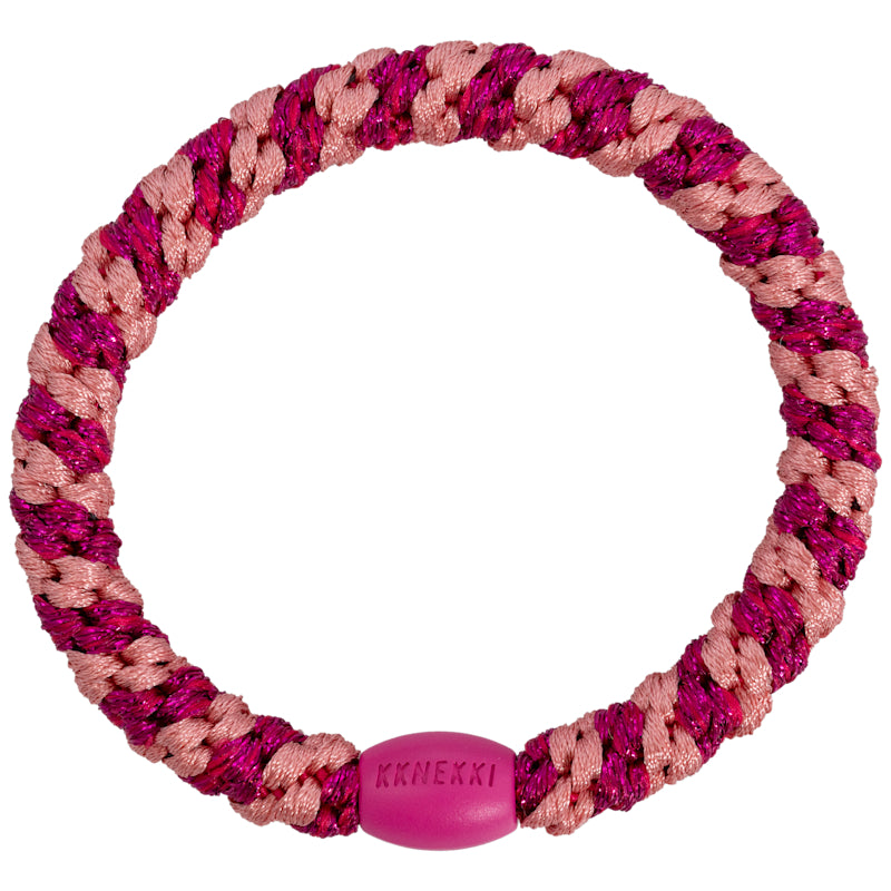KKNEKKI - Elastico per capelli-braccialetto - Stripe faded rose electric pink glitter