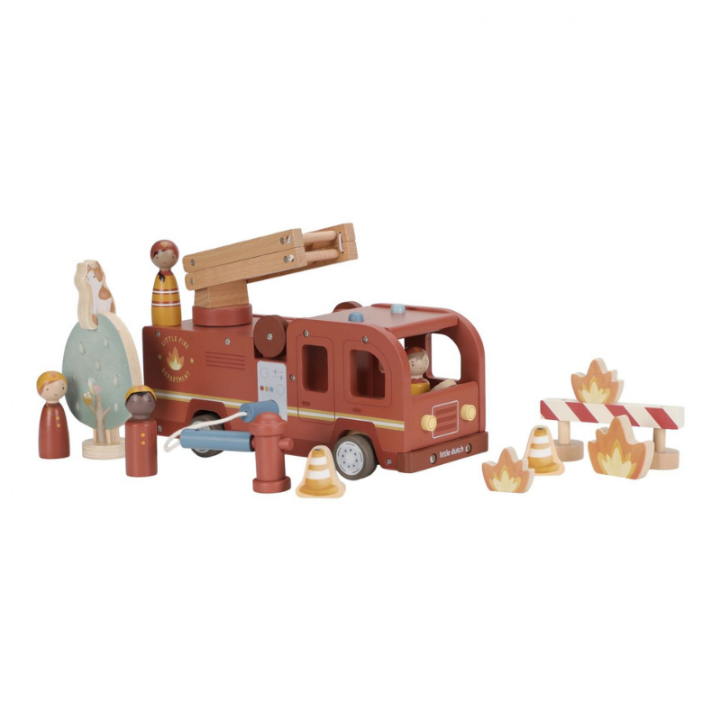 Little Dutch - Camion dei Pompieri e Vigili del Fuoco Grande con personaggi - Essentials