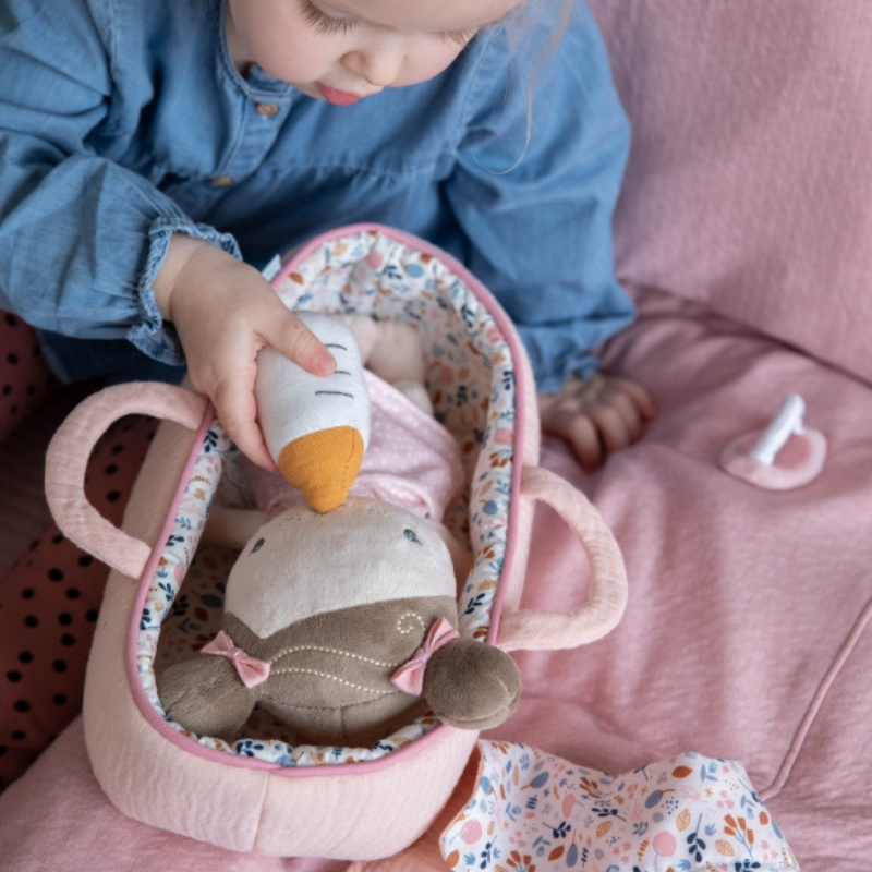 Little Dutch - Rosa - Set babycare con bambola morbida culla e accessori - Little pink Flowers