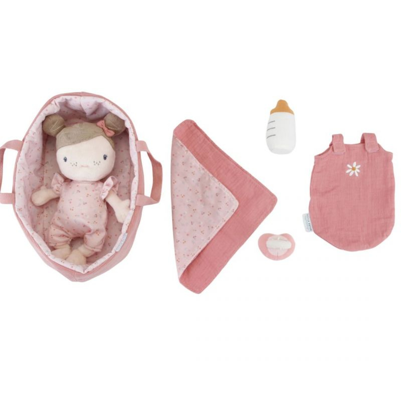 Little Dutch - Rosa - Set babycare con bambola morbida culla e accessori