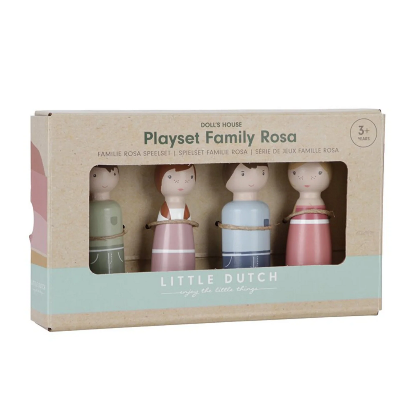 Little Dutch - Playset Family Rosa - Personaggi in legno