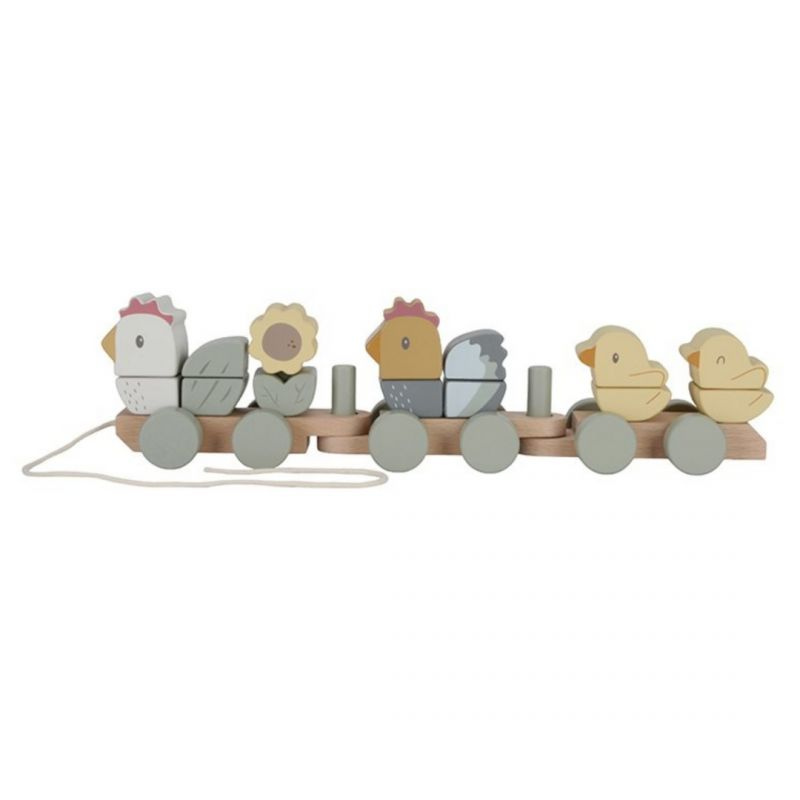 Little Dutch - Trenino puzzle impilabile Gallina e pulcini - Little Farm
