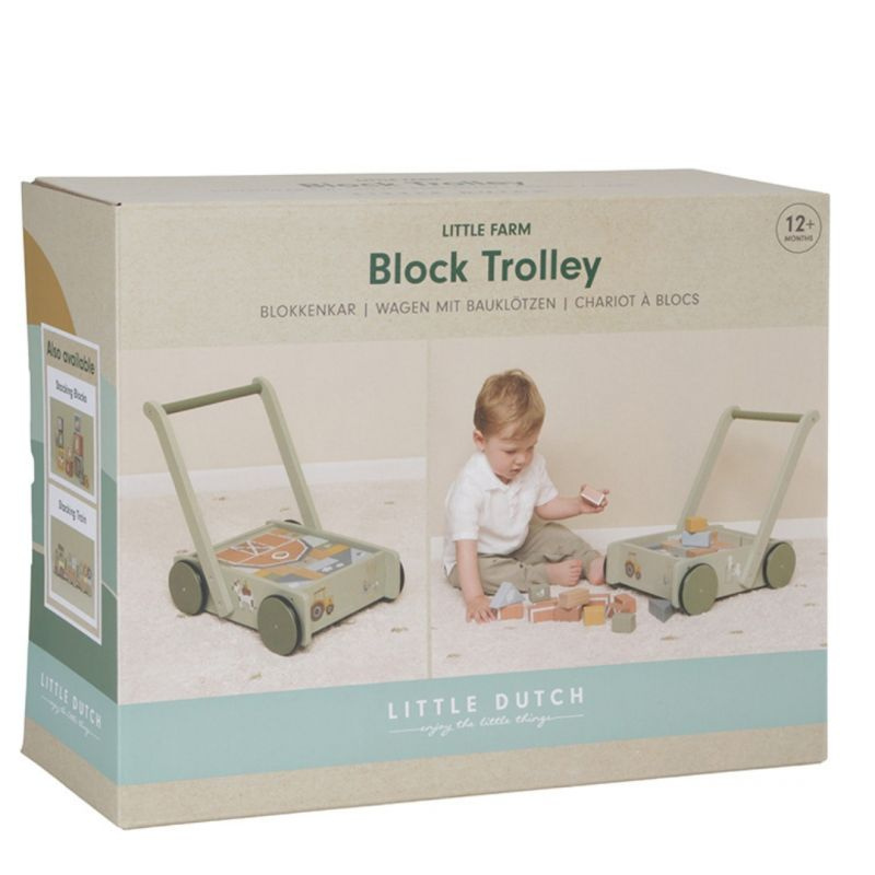 Little Dutch - Carrellino Primi Passi con blocchi da costruzione