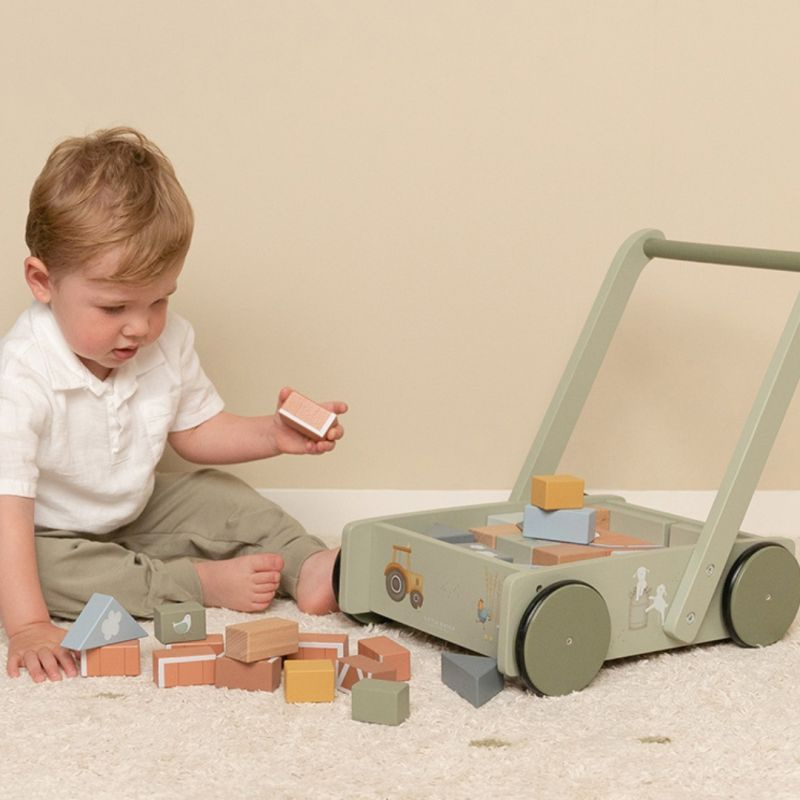 Little Dutch - Carrellino Primi Passi con blocchi da costruzione