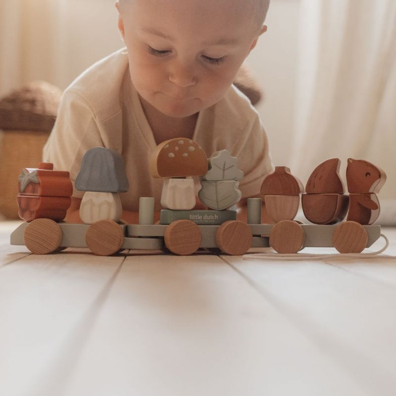 Little Dutch - Trenino puzzle impilabile - Forest Friends