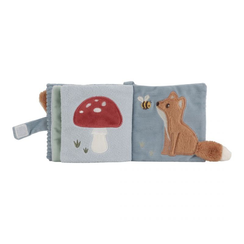 Little Dutch - Libro in stoffa multi attività con gancio per passeggino - blu - Forest Friends