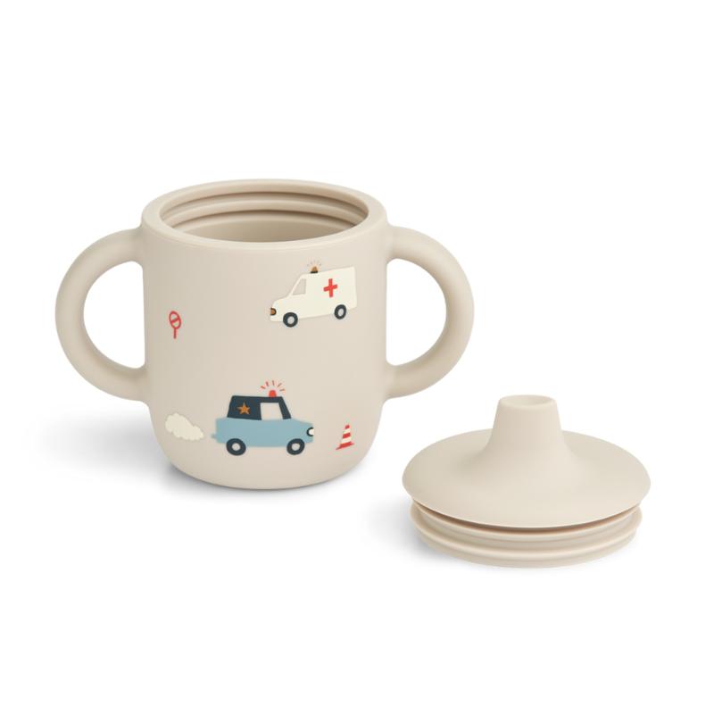 Liewood Neil Sippy Cup Veicoli Emergenza | Bicchiere Silicone Beccuccio Bimbi
