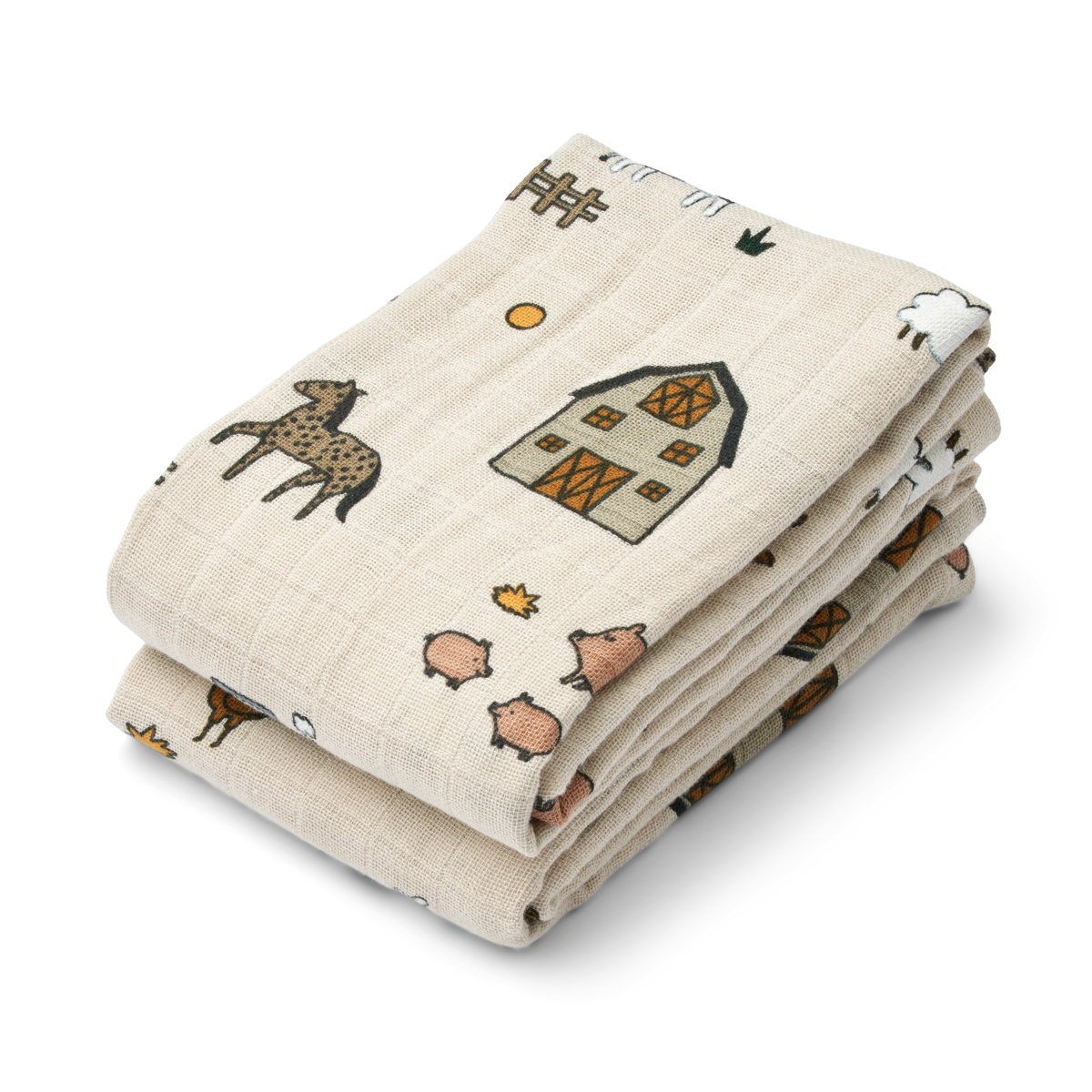 Liewood - Lewis - 2-pack Mussola 65x65 cm - 100% Cotone Organico - Fattoria