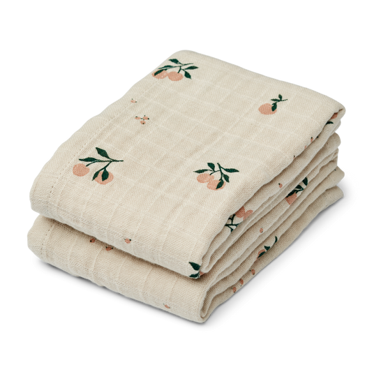 Liewood - Lewis - 2-pack Mussola 65x65cm - 100% Cotone Organico - Pesche
