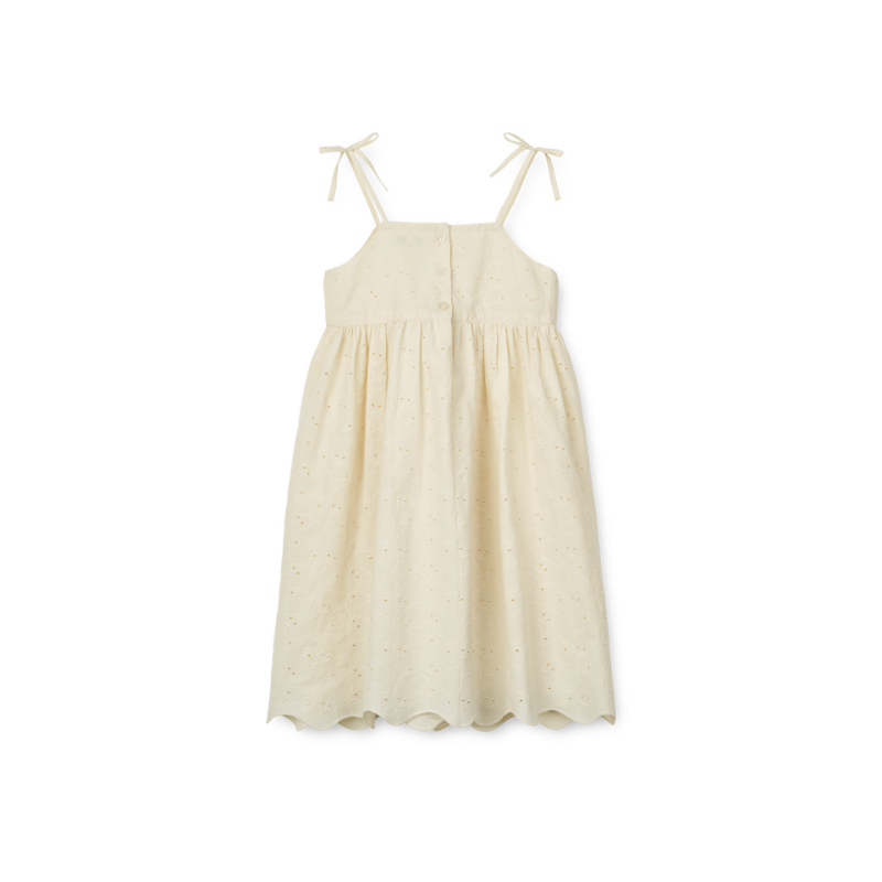 Liewood - Gunhild - Abito in cotone organico con ricamo inglese - Crema