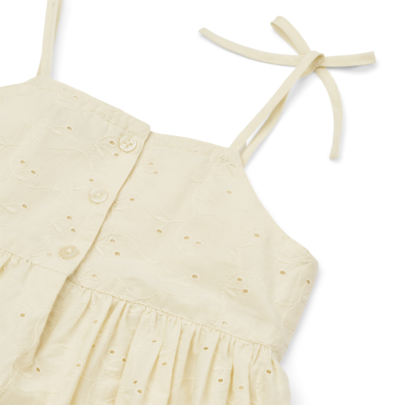 Liewood - Gunhild - Abito in cotone organico con ricamo inglese - Crema