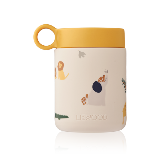 Liewood - Kian - Tazza termica con rivestimento in silicone - Senape Animali