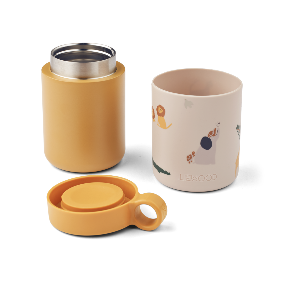 Liewood - Kian - Tazza termica con rivestimento in silicone - Senape Animali