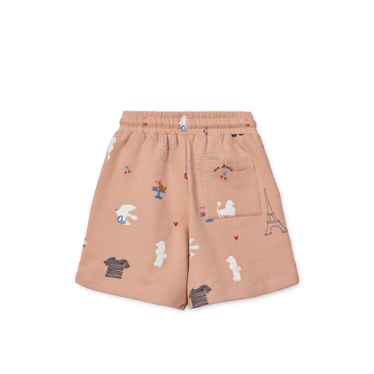 Pantaloncini Liewood Gram rosa con stampa Parigi, retro