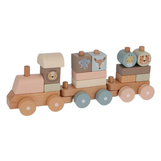 Monnëka Tutete - Trenino con Blocchi in legno - personalizzabile Savana Rosa