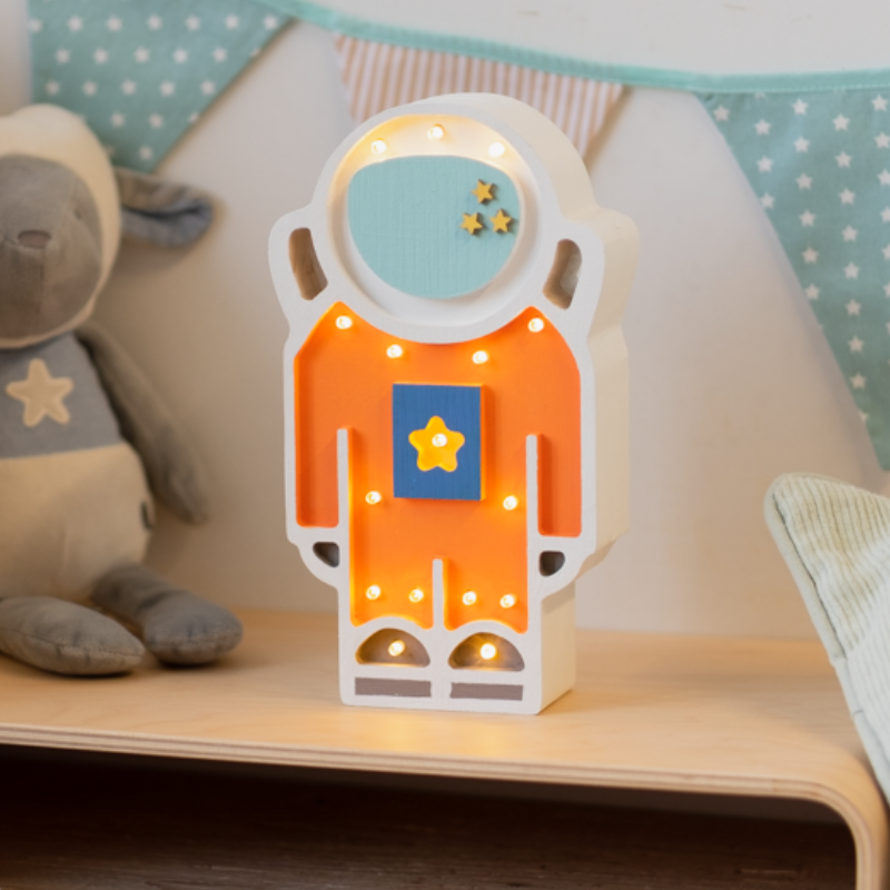 Lampada Astronauta in legno - Luce notturna artigianale