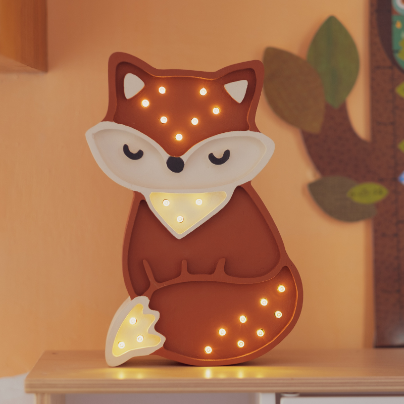 Lampada Volpe in legno - Luce notturna artigianale