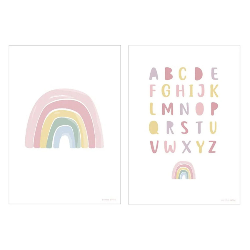 Little Dutch - Poster A3 - Arcobaleno/Lettere Alfabeto rosa