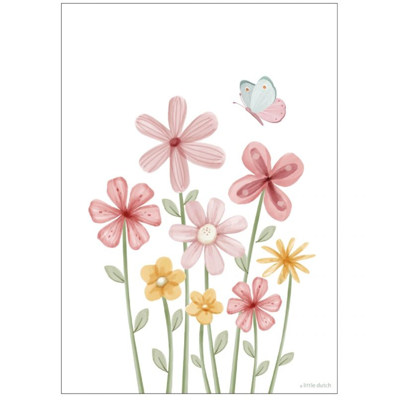 Little Dutch - Poster A3 - Cerbiatto/Fiori - Fairy Garden
