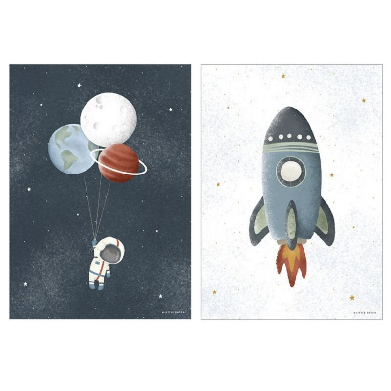 Little Dutch - Poster A3 - Astronauta/Razzo - Space