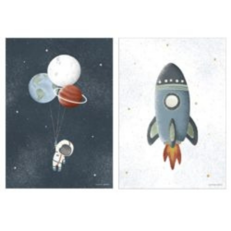 Little Dutch - Poster A3 - Astronauta/Razzo - Space