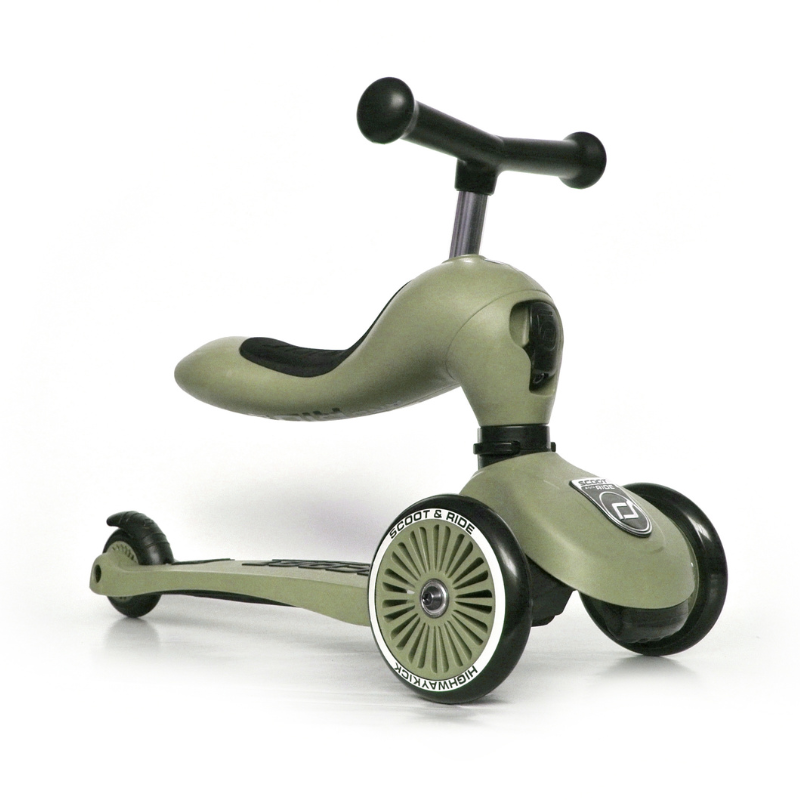 Scoot and Ride - Monopattino e Triciclo - Highwaykick 1 - Trasformabile 2 in 1 - verde Olive
