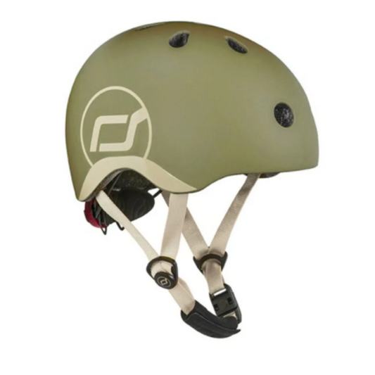 Scoot and Ride - Casco - tg. XXS-S - luce posteriore e chiusura magnetica - Verde Olive