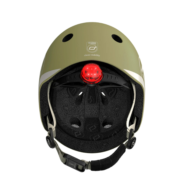 Scoot and Ride - Casco - tg. XXS-S - luce posteriore e chiusura magnetica - Verde Olive