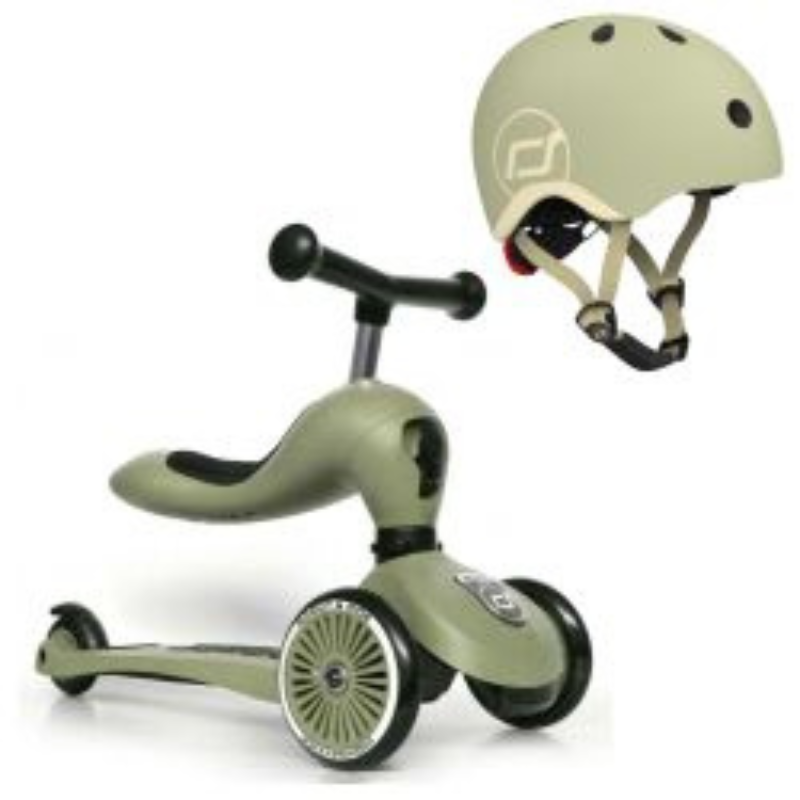 Scoot and Ride - Casco - tg. XXS-S - luce posteriore e chiusura magnetica - Verde Olive