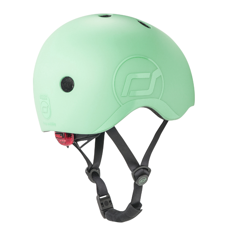 Scoot and Ride - Casco - tg. S-M - luce posteriore e chiusura magnetica - verde kiwi