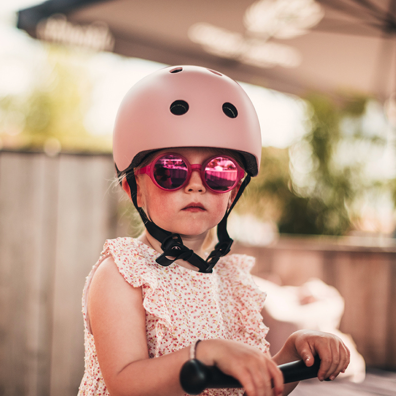 Scoot and Ride - Casco - tg. S-M - luce posteriore e chiusura magnetica - rosa rose