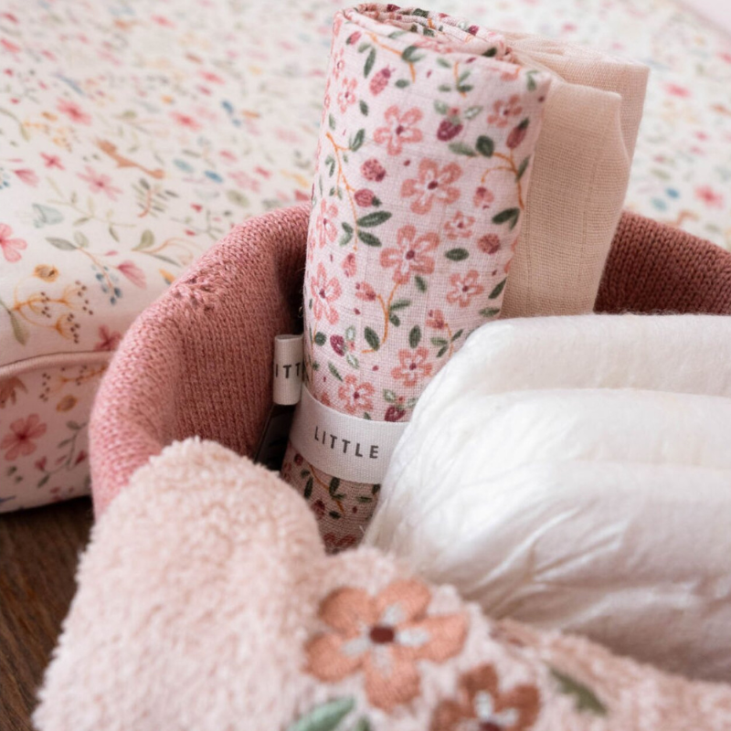 Little Dutch - 2-pack Mussola 70x70 cm - 100% Cotone Organico - Organico - rosa floreale/rosa - Fairy Garden