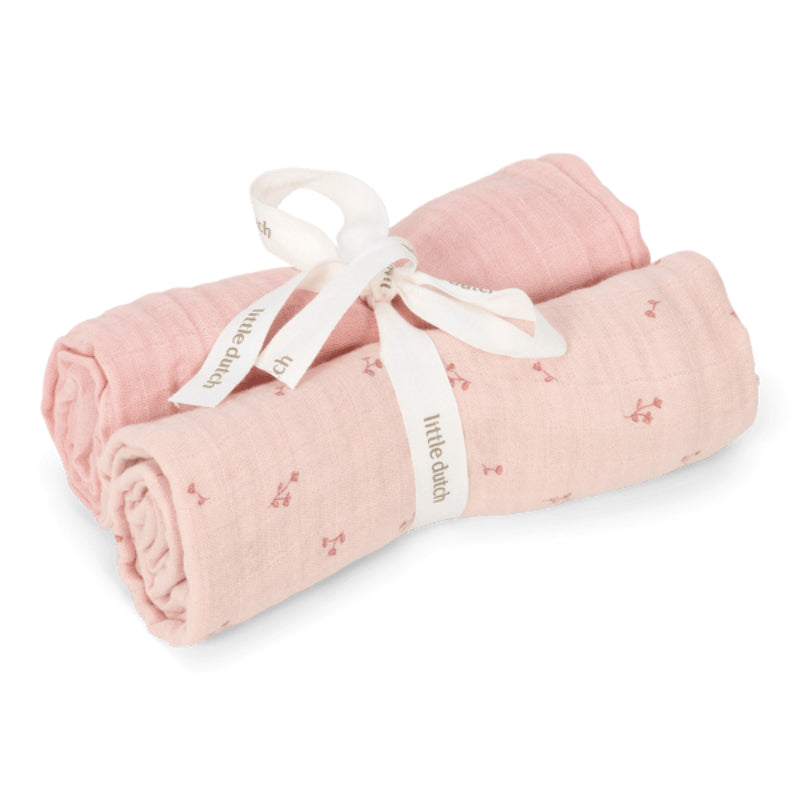 Little Dutch - 2-pack Mussola 70x70 cm - 100% Cotone Organico - Pure Blossom