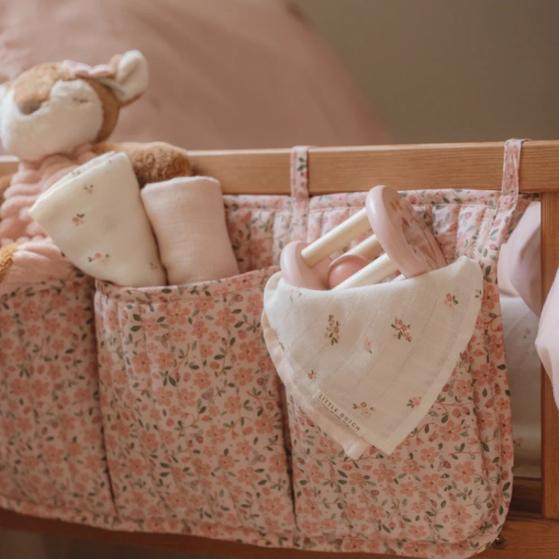 Little Dutch - 2-pack Mussola 70x70 cm - 100% Cotone Organico - Organico - bianco floreale/rosa - Fairy Garden