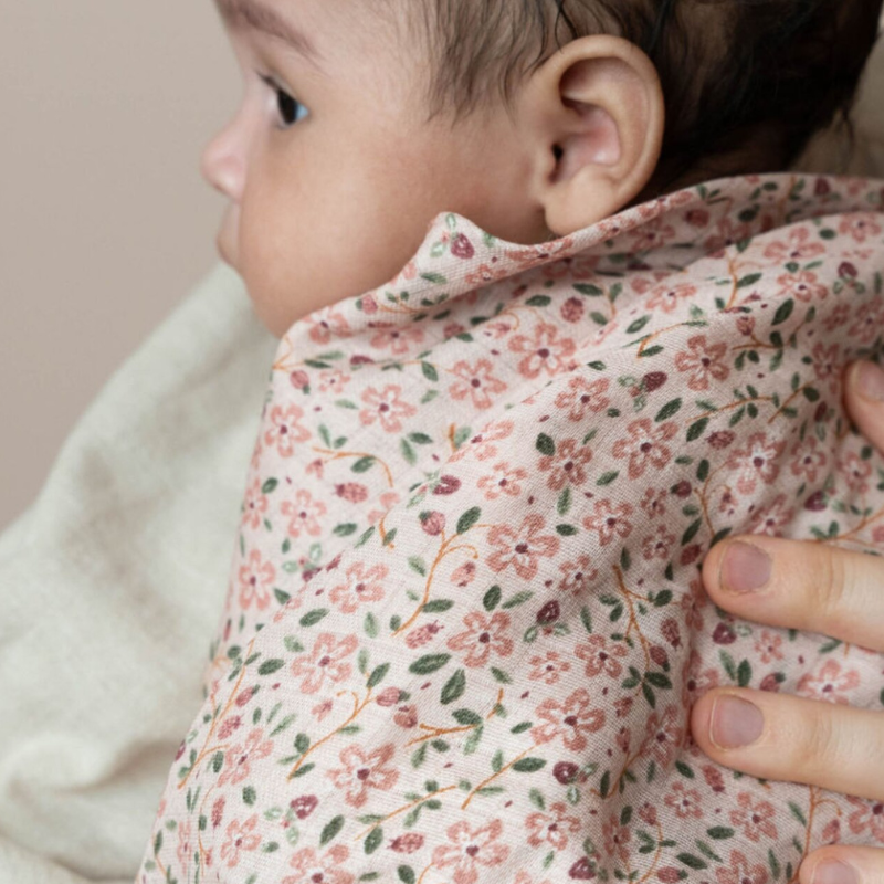 Little Dutch - Panno in Mussola Swaddle 120x120 cm - 100% Cotone Organico - Fairy Floral