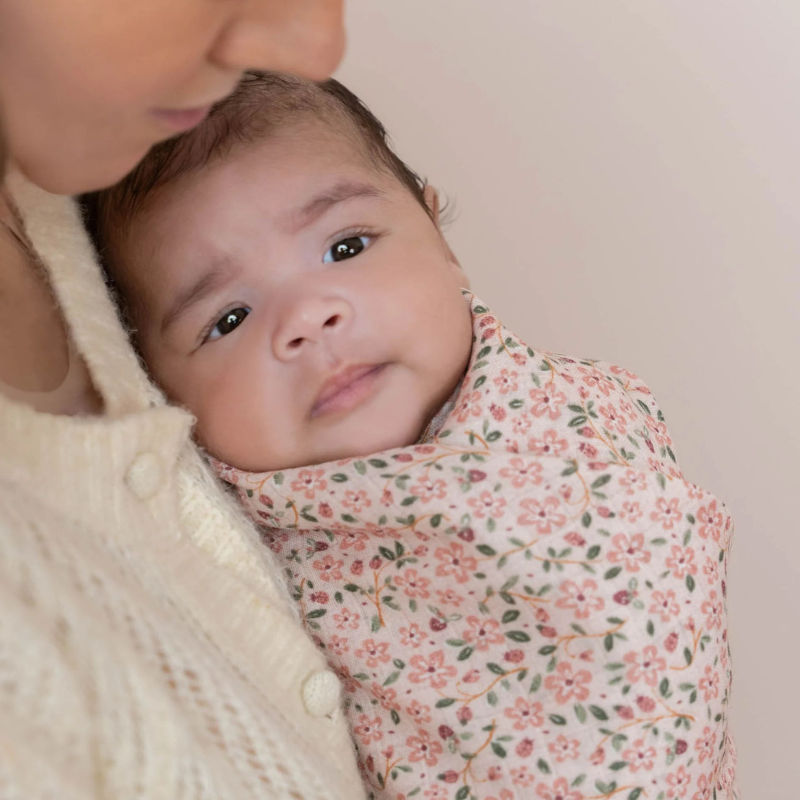 Little Dutch - Panno in Mussola Swaddle 120x120 cm - 100% Cotone Organico - Fairy Floral