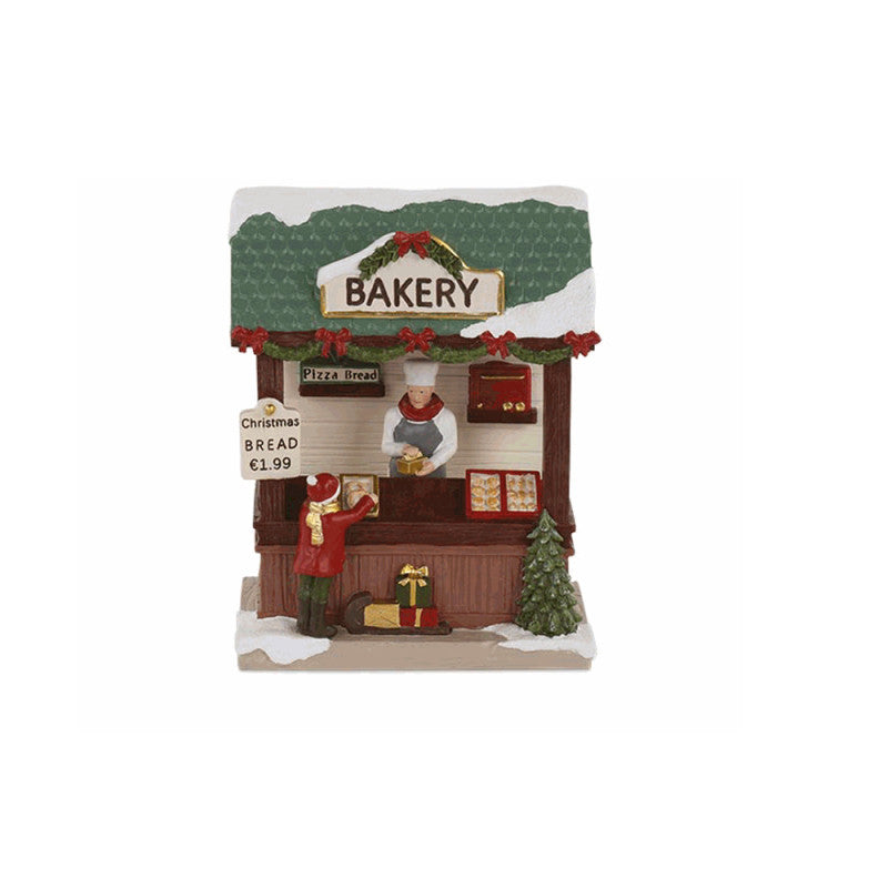 Tono su Tono - Bakery luminoso con LED 18cm, panetteria natalizia in resina illuminata