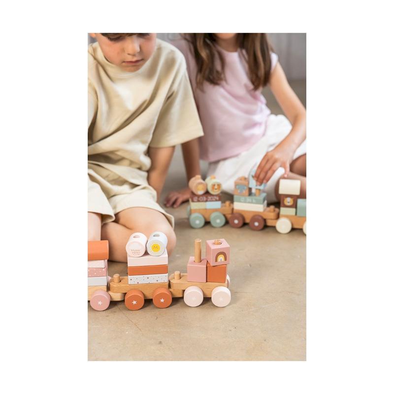 Monnëka Tutete - Trenino con Blocchi in legno - personalizzabile Rosa